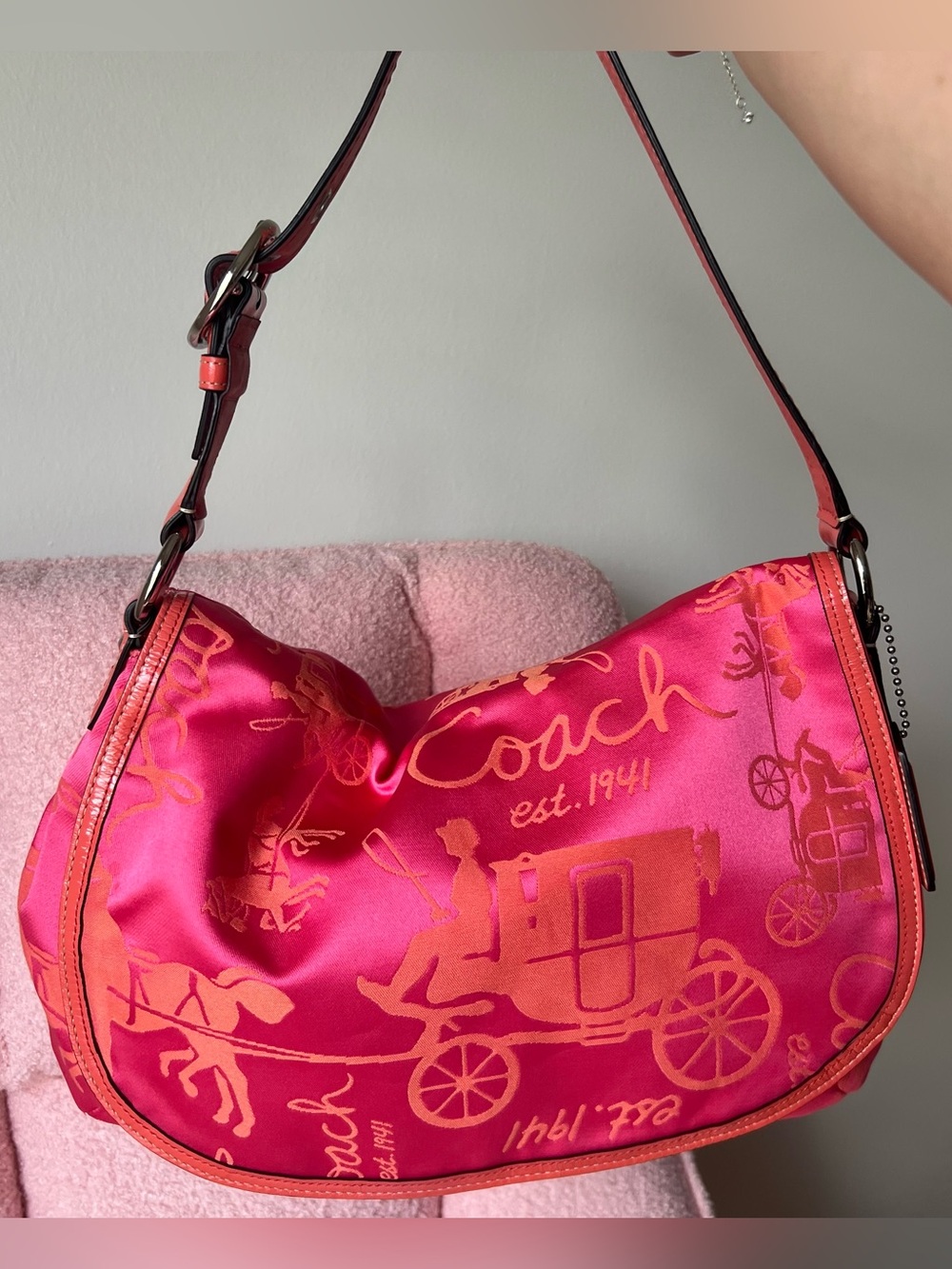Coach Horse & Carriage Sateen Flap Shoulder Bag